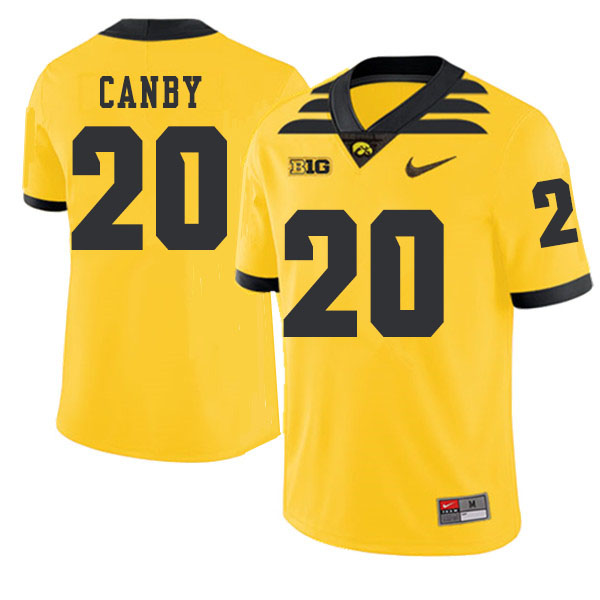 2019 Men #20 Ben Canby Iowa Hawkeyes College Football Alternate Jerseys Sale-Gold - Click Image to Close